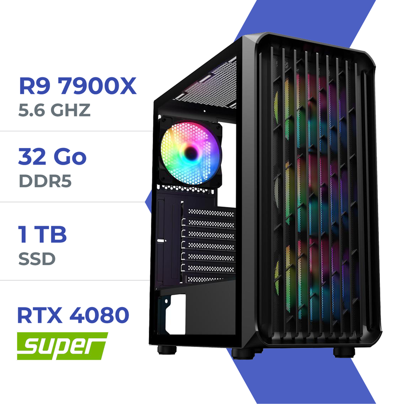 PC Gamer Techspace R9 7900X /1TB SSD/32GB/RTX 4080 SUPER