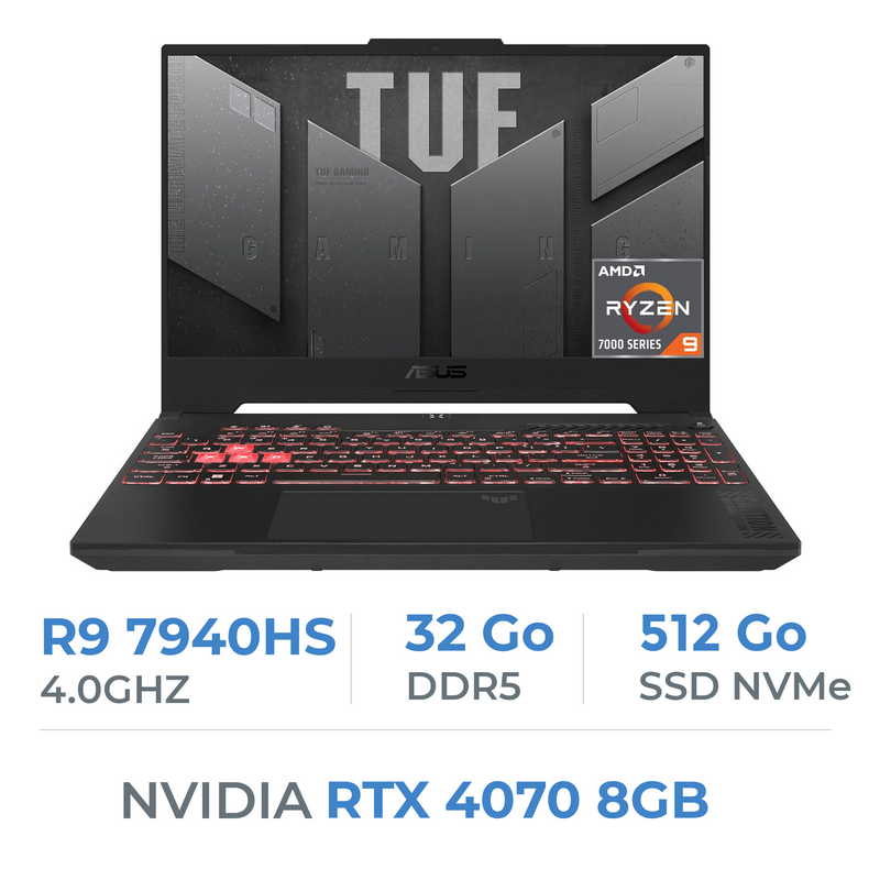 ASUS TUF Gaming A15 TUF507XI AMD Ryzen R9 7940HS/32GB DDR5/512GB SSD/RTX4070 8GB/15.6'' 144Hz