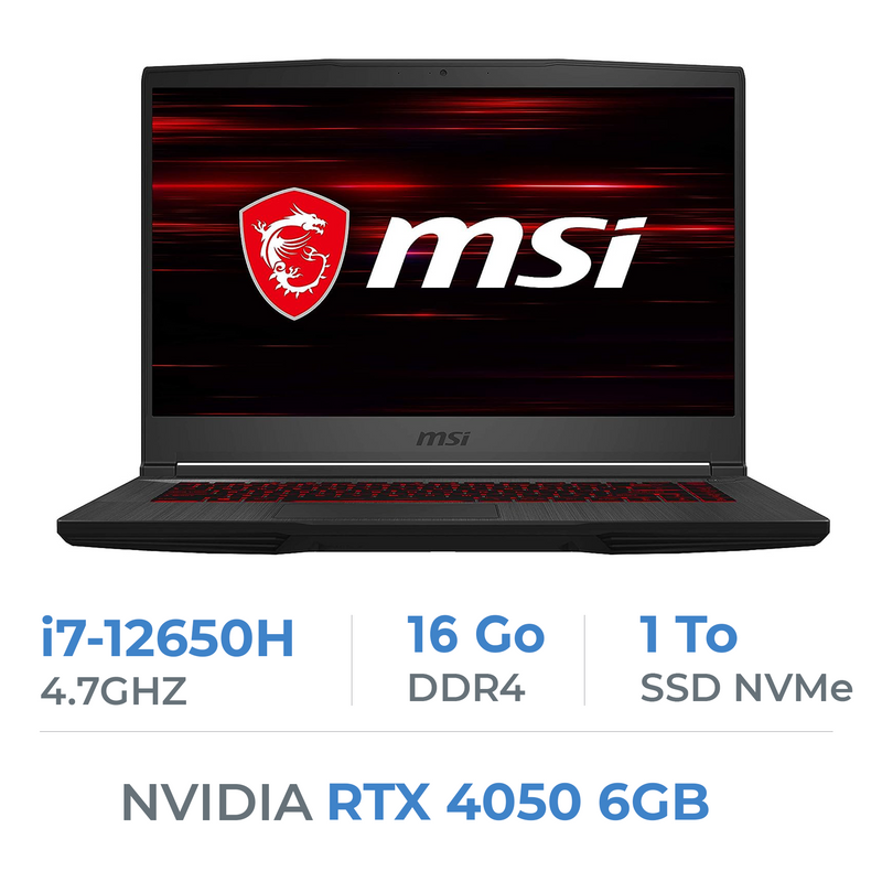 MSI GF63 12VE i7-12650H/16GB/1TB SSD/RTX4050 6GB/15.6''