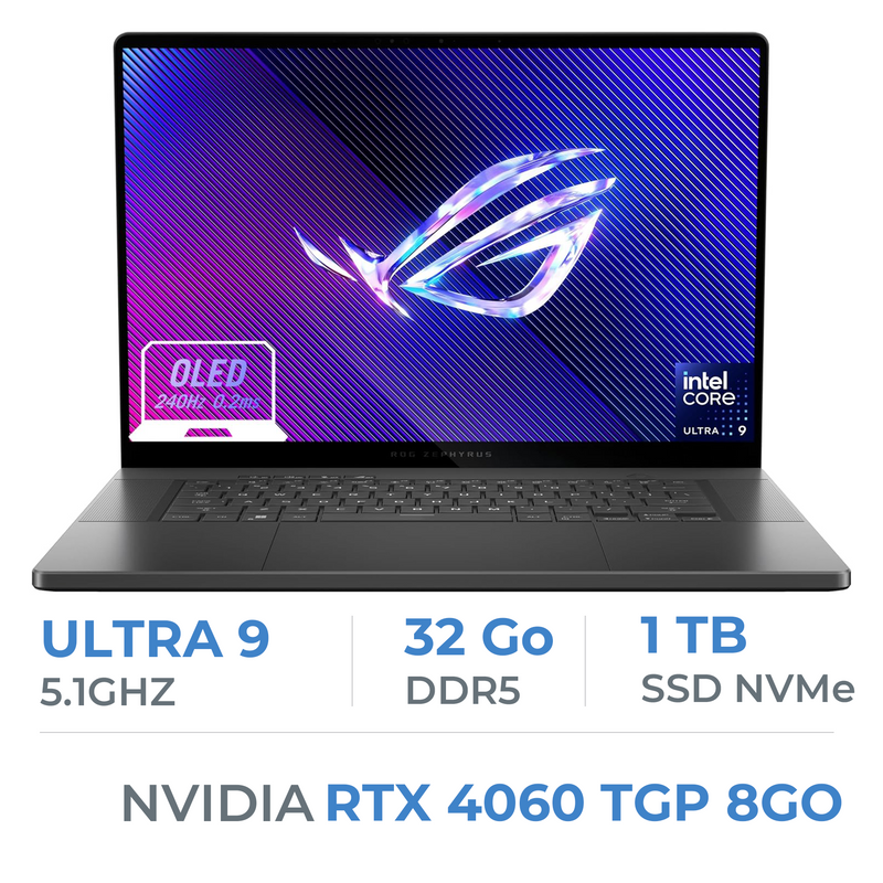 Asus ROG Zephyrus G16-GU605MV-Q82W intel Core Ultra 9/32GB/1TB SSD/RTX 4060/16" 2.5K OLED Maroc