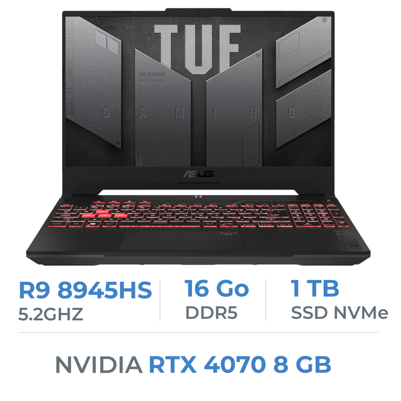 ASUS TUF Gaming A15 FA507UI-LP015W AMD Ryzen R9 8945HS/16GB DDR5/1TB SSD/RTX4070 8GB/15.6'' 144Hz