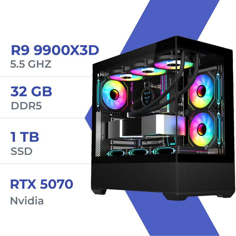 PC Gamer Techspace Ryzen 9 9900X3D/1TB SSD/32GB/RTX 5070