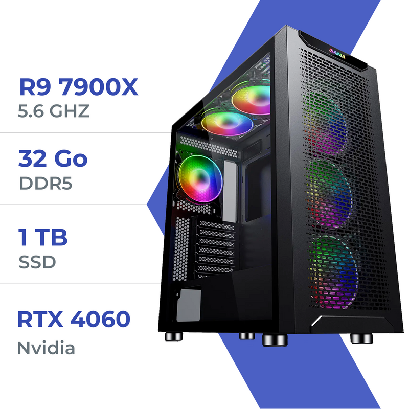 PC Gamer Techspace R9 7900X /1TB SSD/32GB/RTX 4060