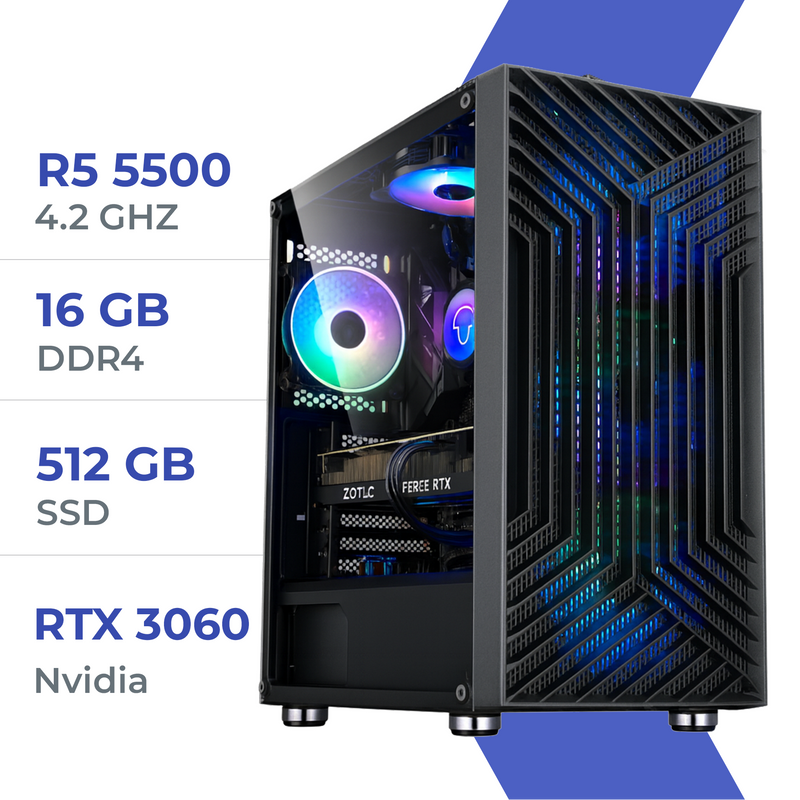 PC Gamer Techspace Ryzen 5 5500/512GB SSD/16GB/RTX 3060
