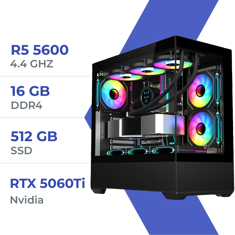 PC Gamer Techspace Ryzen 5 5600/512GB SSD/16GB/RTX 5060Ti 8GB