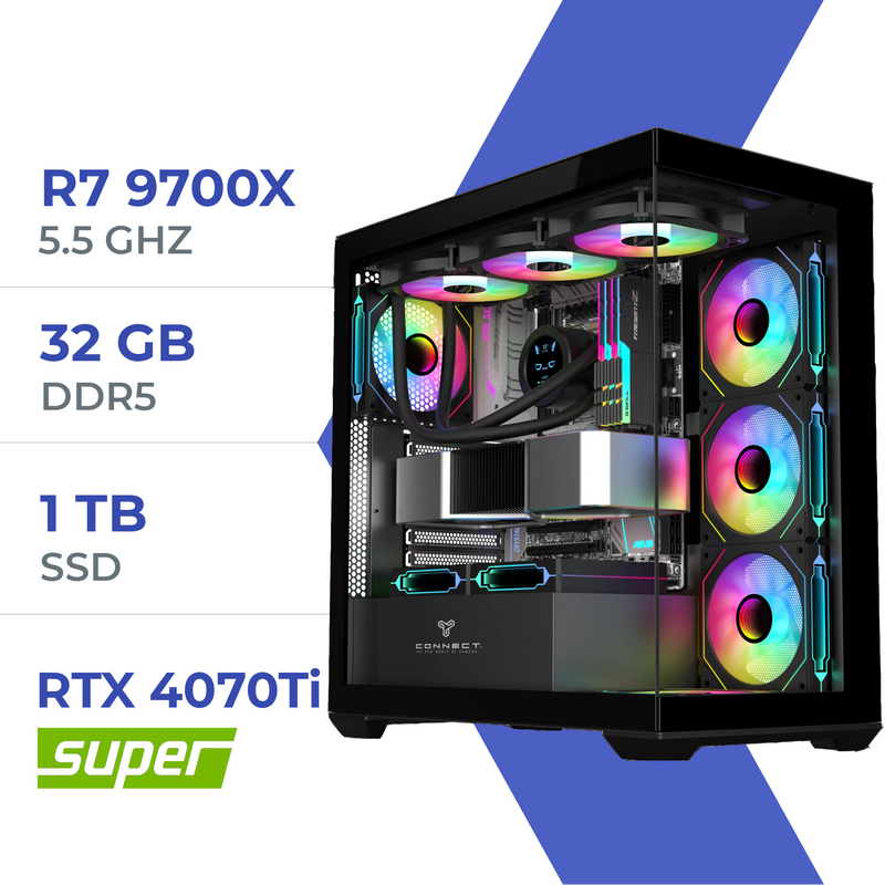 PC Gamer Techspace R7 9700X/1TB SSD/32GB/RTX 4070Ti SUPER