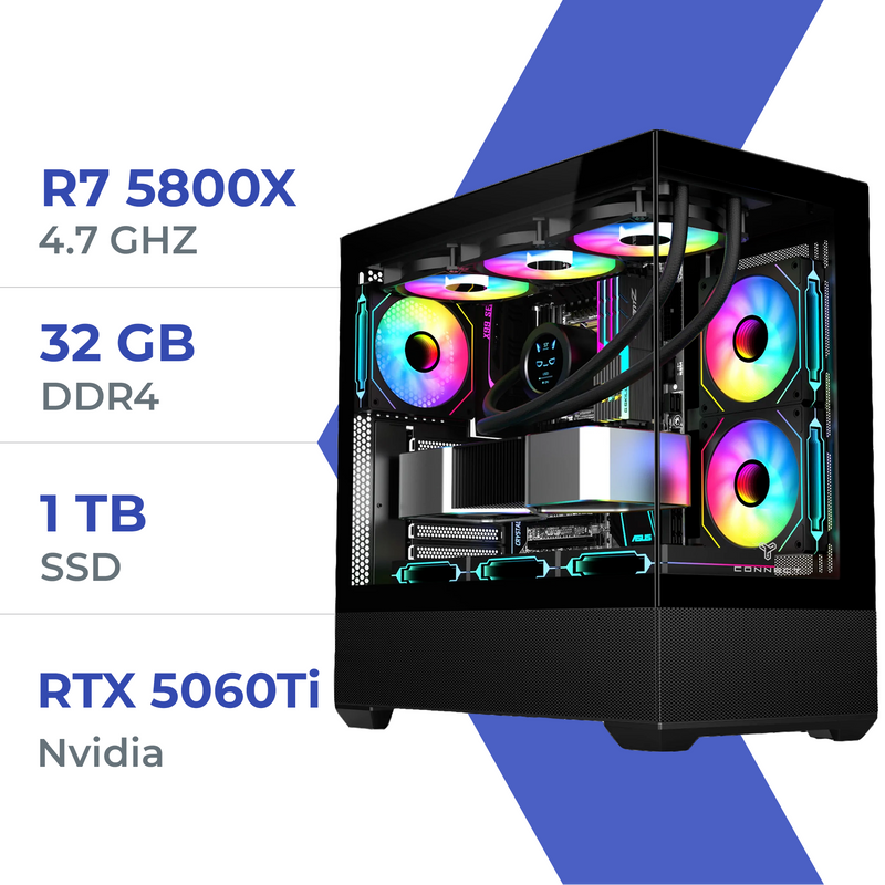 PC Gamer Techspace Ryzen 7 5800X/1 TB SSD/32GB/RTX 5060Ti 16GB