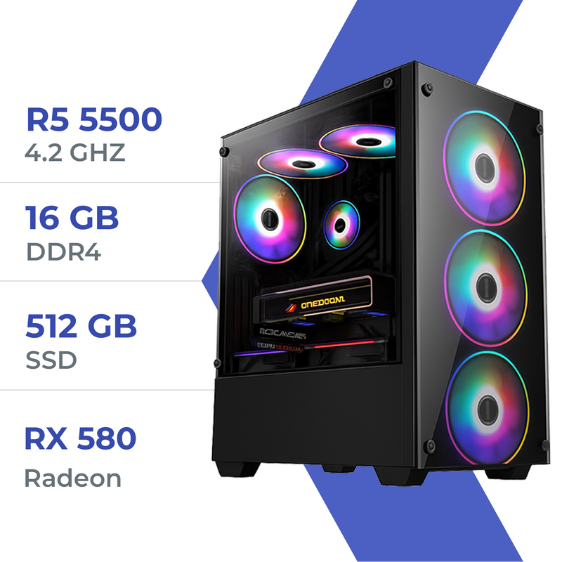 PC Gamer Techspace Ryzen 5 5500/512GB SSD/16GB/RX 580