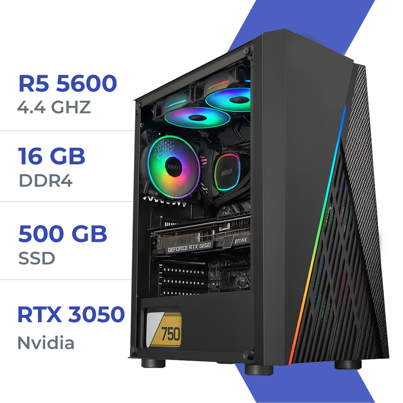 PC Gamer Techspace Ryzen 5 5600/500GB SSD/16GB/RTX 3050