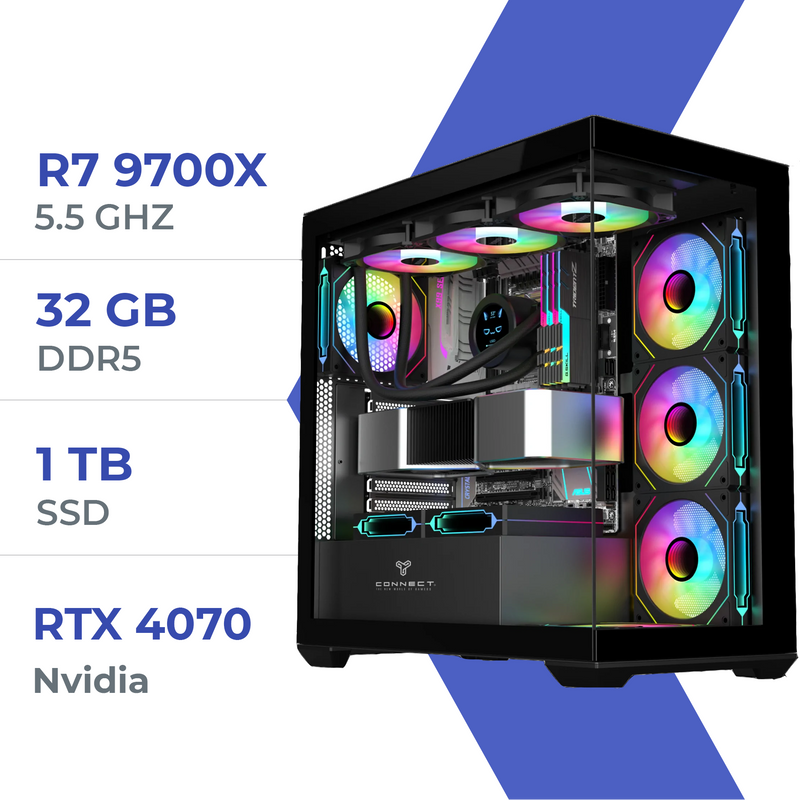 PC Gamer Techspace R7 9700X/1TB SSD/32GB/RTX 4070