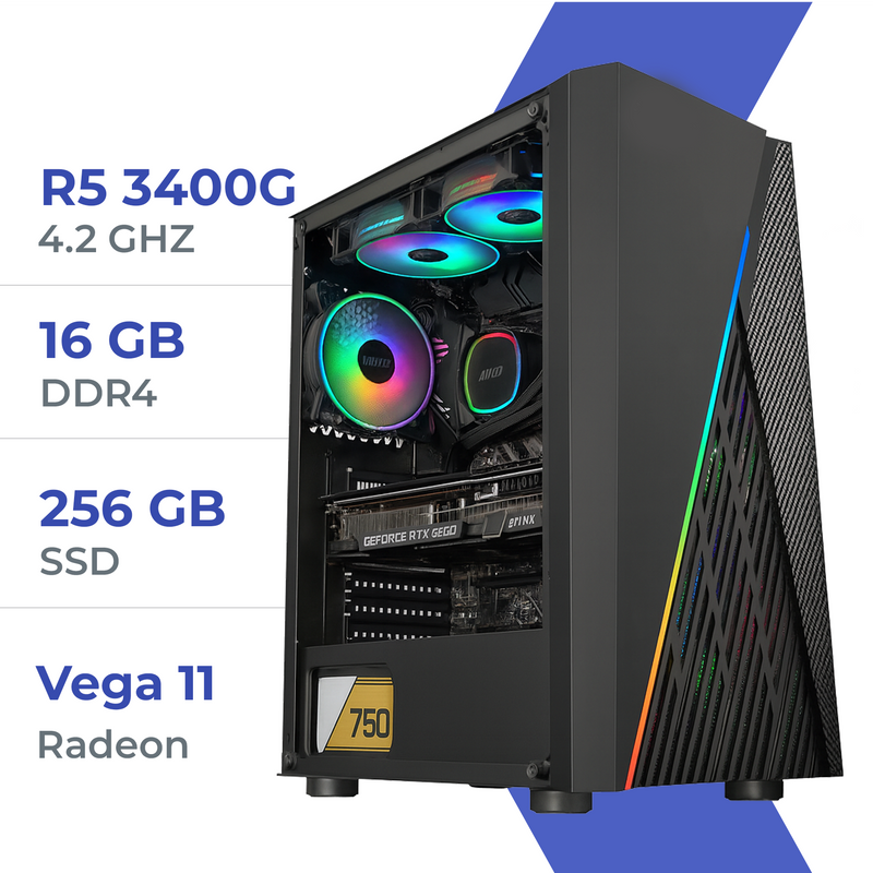 PC Gamer Techspace Ryzen 5 3400G/16GB/256GB SSD/Radeon Vega 11