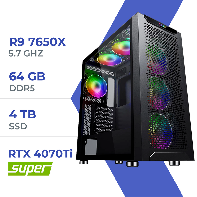 PC Gamer Techspace R9 7950X /4TB SSD/64GB/RTX 4070 Ti SUPER