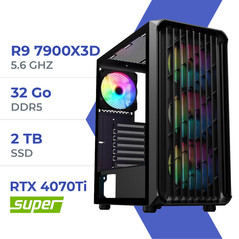 PC Gamer Techspace R9 7900X3D /2TB SSD/32GB/RTX 4070Ti SUPER