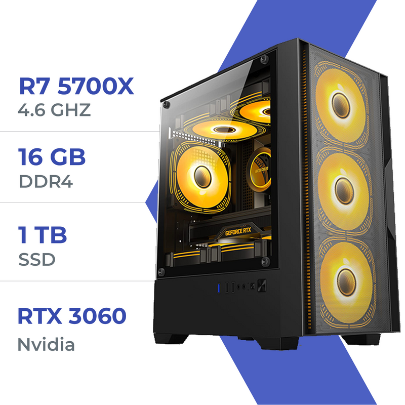 PC Gamer Techspace  R7 5700X/1TB SSD/16GB/RTX 3060