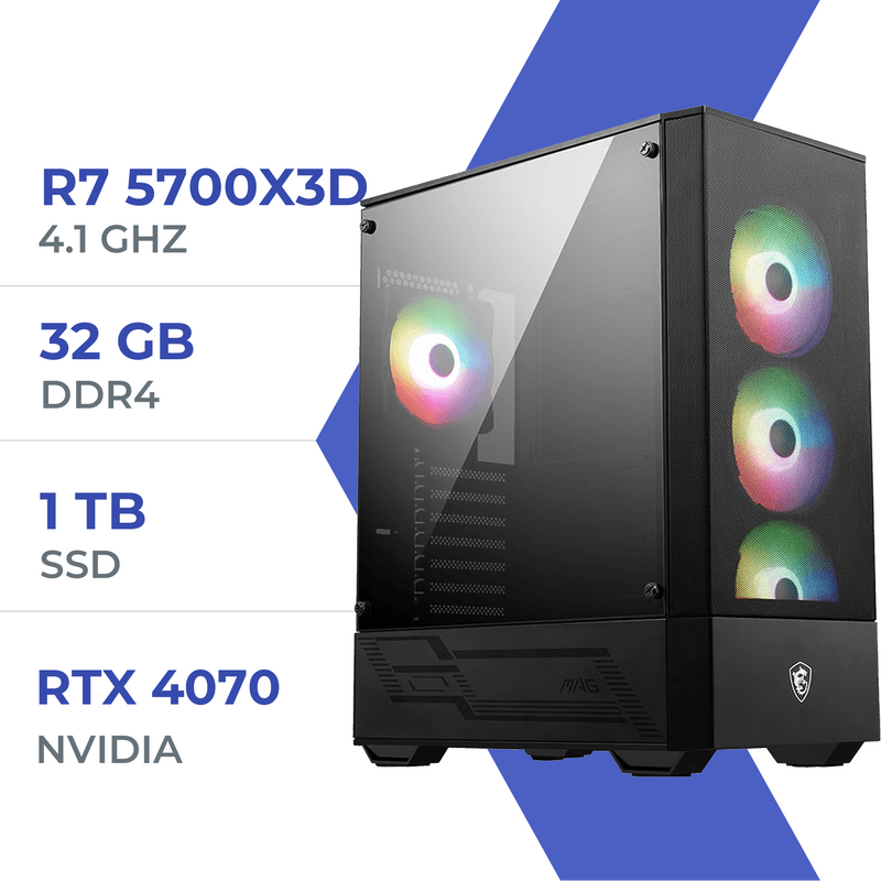 PC Gamer Techspace  R7 5700X3D/1TB SSD/32GB/RTX 4070