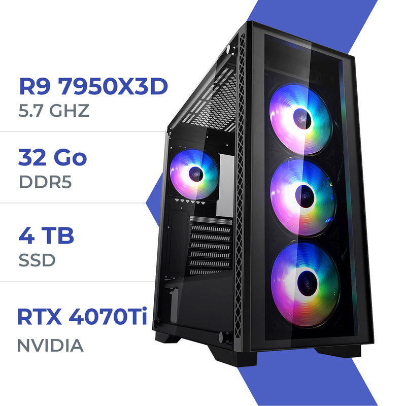 PC Gamer Techspace R9 7950X3D /4TB SSD/32GB/RTX 4070Ti