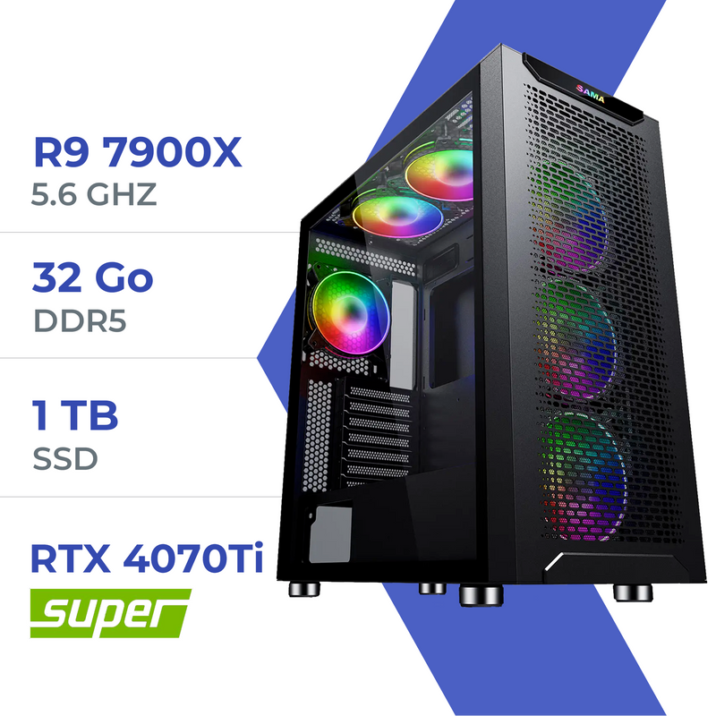 PC Gamer Techspace R9 7900X /1TB SSD/32GB/RTX 4070Ti SUPER