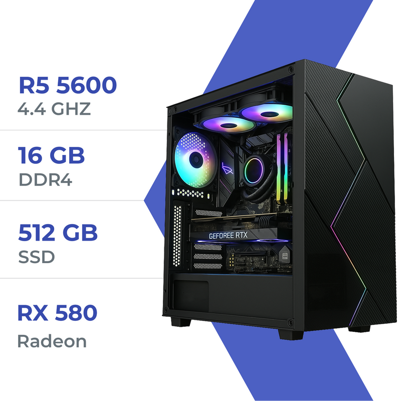 PC Gamer Techspace Ryzen 5 5600/512GB SSD/16GB/RX 580