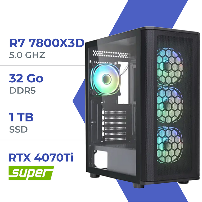 PC Gamer Techspace R7 7800X3D/1TB SSD/32GB/RTX 4070Ti SUPER