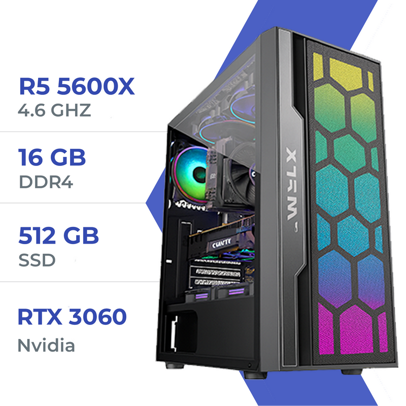 PC Gamer Techspace Ryzen 5 5600X/512GB SSD/16GB/RTX 3060