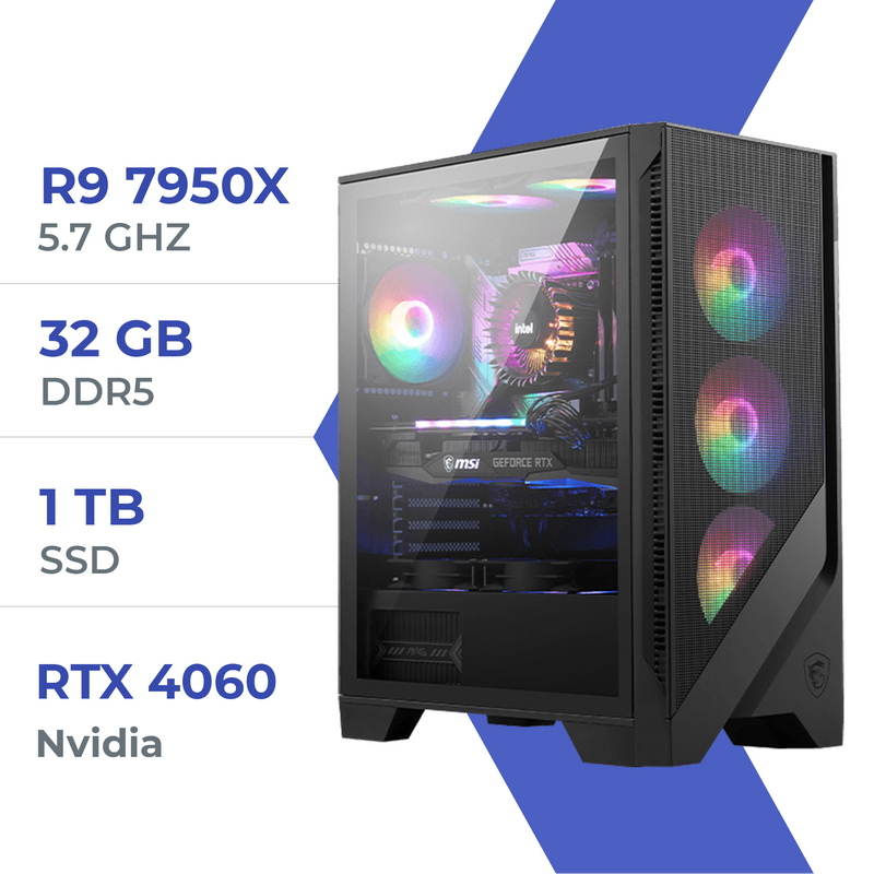 PC Gamer Techspace R9 7950X /1TB SSD/32GB/RTX 4060