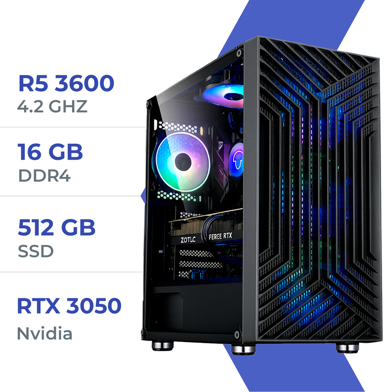 PC Gamer Techspace Ryzen 5 3600/512GB SSD/16GB/RTX 3050
