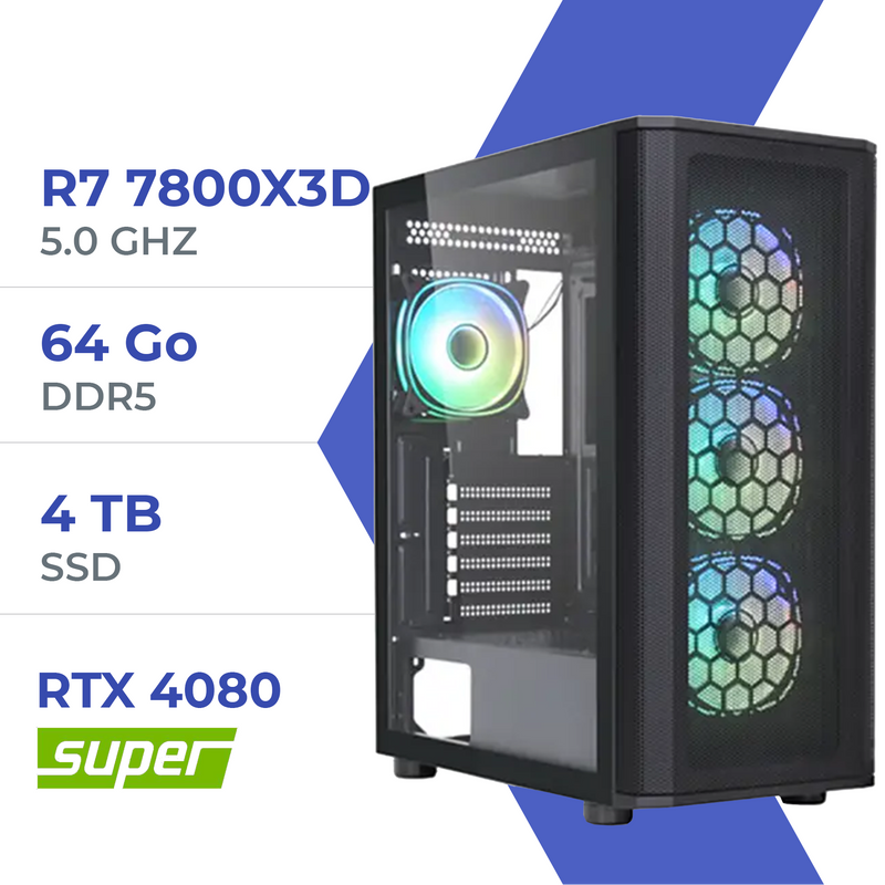 PC Gamer Techspace R7 7800X3D/4TB SSD/64GB/RTX 4080 SUPER