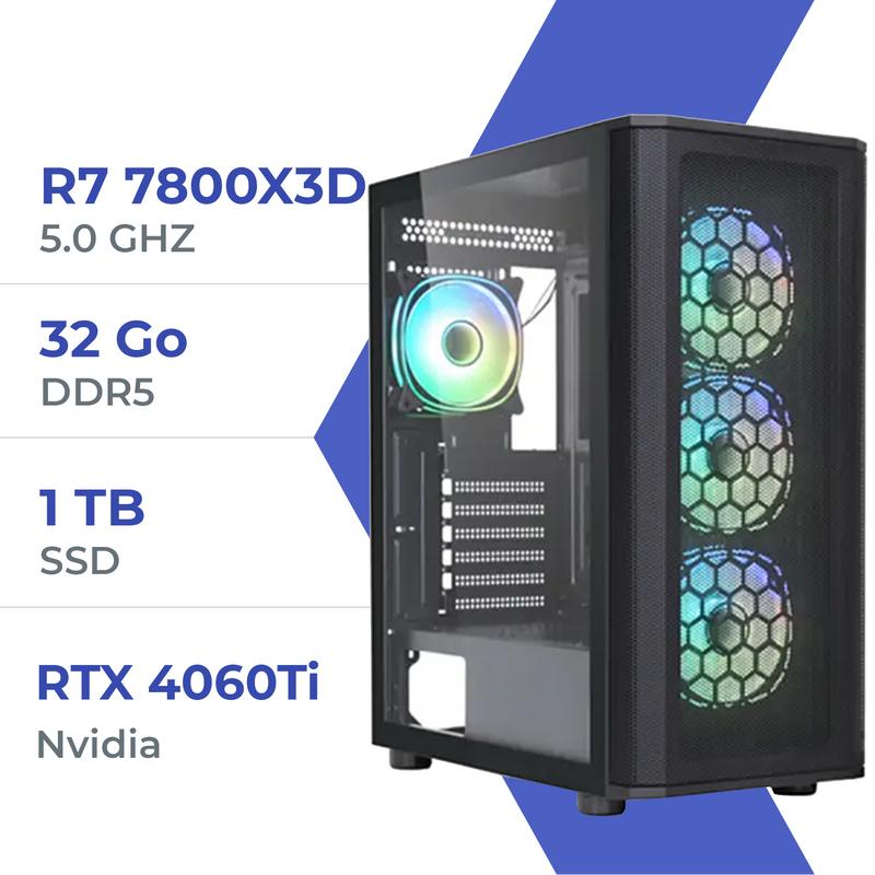 PC Gamer Techspace R7 7800X3D/1TB SSD/32GB/RTX 4060Ti