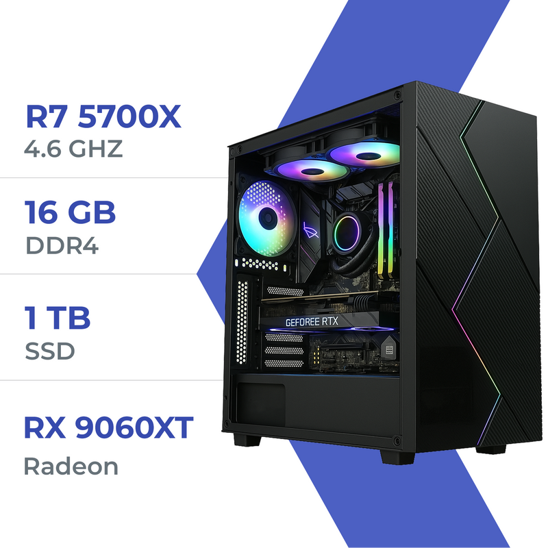 PC Gamer Techspace  R7 5700X/1TB SSD/16GB/RX 9060 XT 8GB