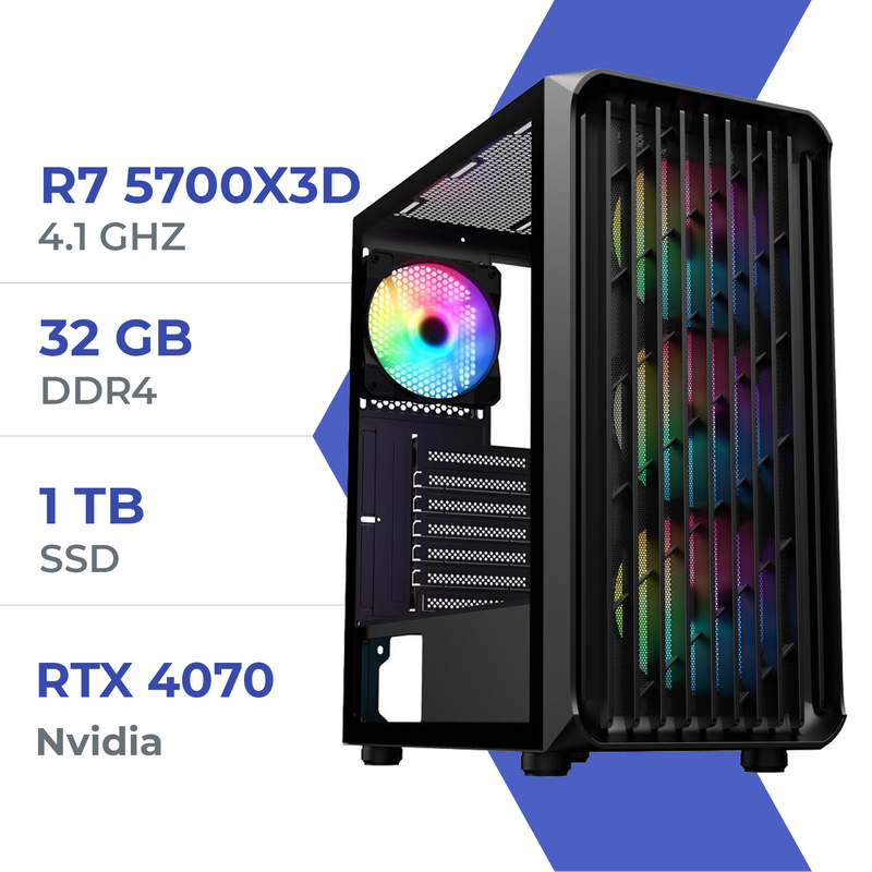 PC Gamer Techspace  R7 5700X3D/1TB SSD/32GB/RTX 4070