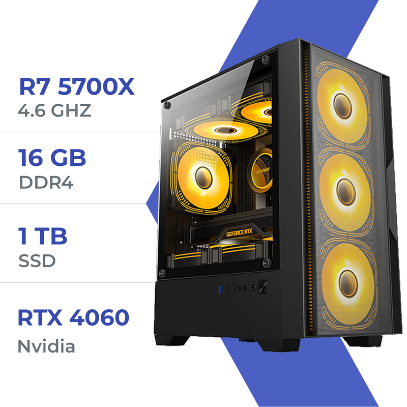 PC Gamer Techspace  R7 5700X/1TB SSD/16GB/RTX 4060