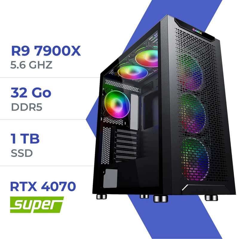 PC Gamer Techspace R9 7900X /1TB SSD/32GB/RTX 4070 SUPER