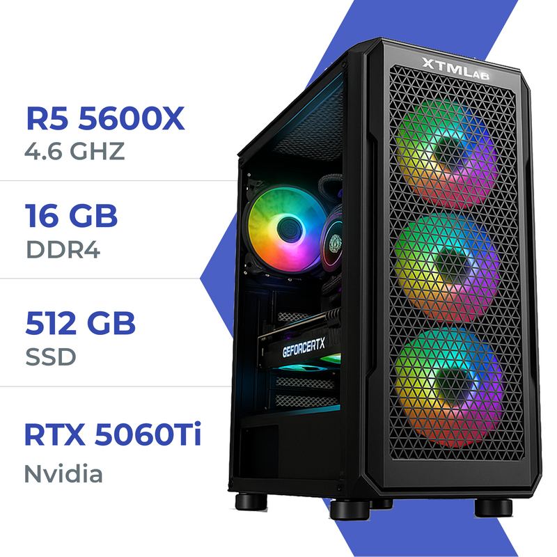 PC Gamer Techspace Ryzen 5 5600X/512GB SSD/16GB/RTX 5060Ti 16GB