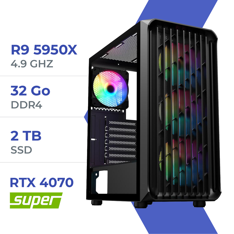 PC Gamer Techspace R9 5950X /2TB SSD/32GB/RTX 4070 SUPER