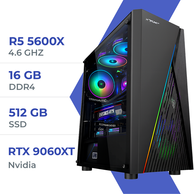 PC Gamer Techspace Ryzen 5 5600X/512GB SSD/16GB/RX 9060 XT 8GB