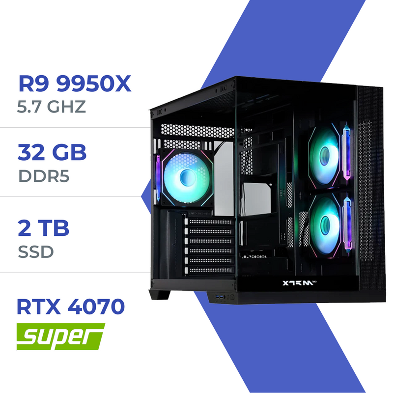 PC Gamer Techspace R9 9950X /2TB SSD/32GB/RTX 4070 SUPER