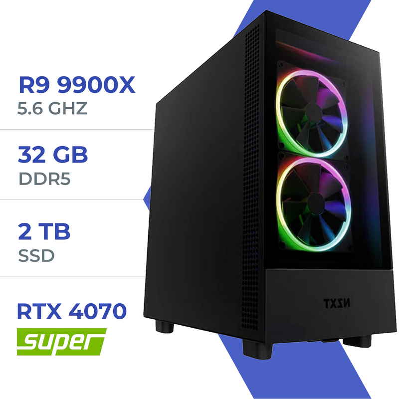 PC Gamer Techspace R9 9900X /1TB SSD/32GB/RTX 4070 SUPER