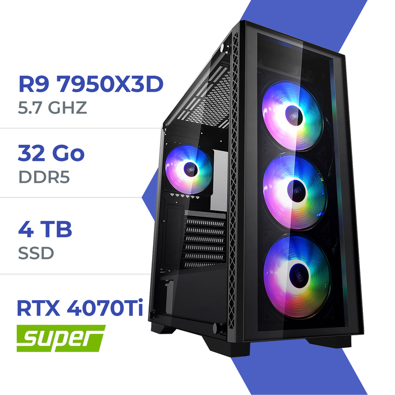 PC Gamer Techspace R9 7950X3D /4TB SSD/32GB/RTX 4070Ti SUPER