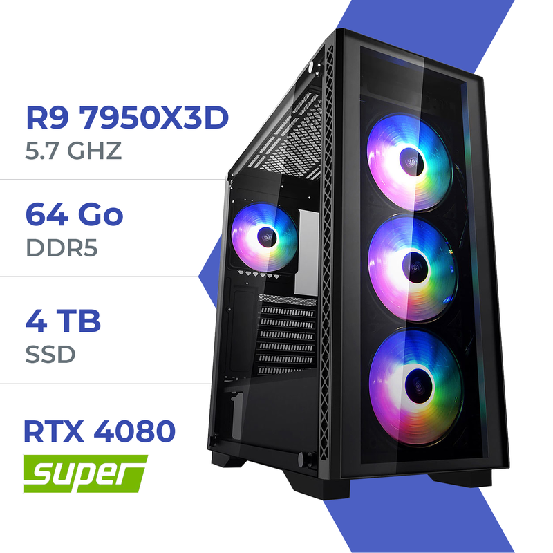 PC Gamer Techspace R9 7950X3D /4TB SSD/64GB/RTX 4080 SUPER