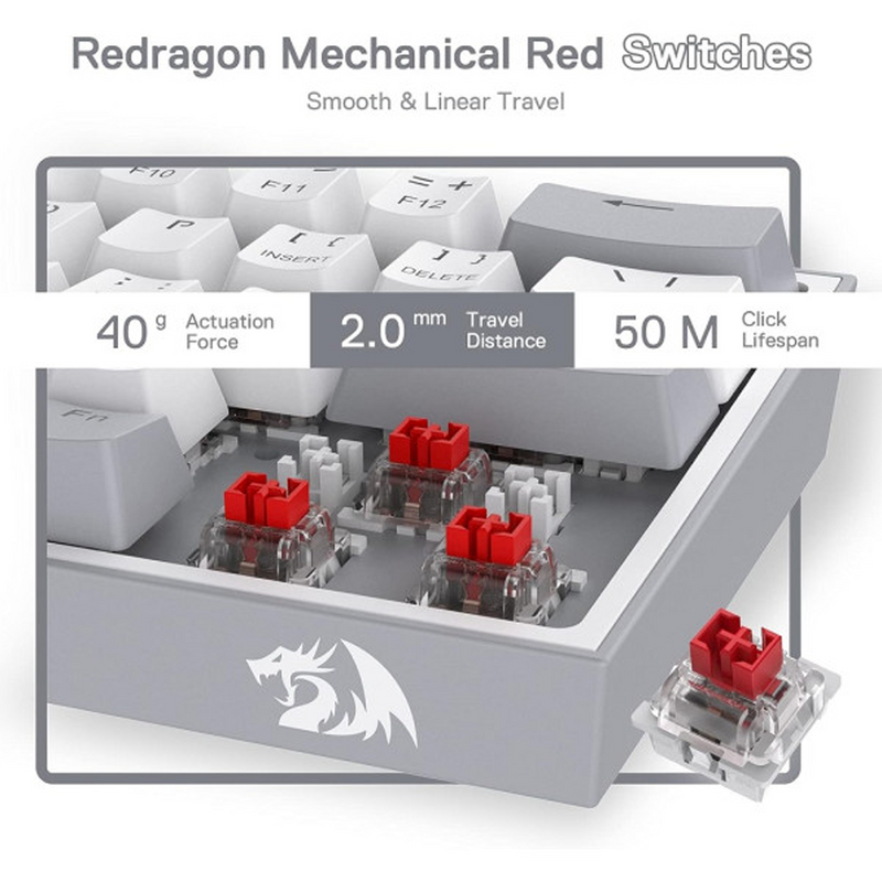 Redragon K617 Fizz 60% RGB Red Switches (White/Gray) Maroc Prix