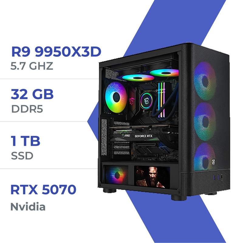 PC Gamer Techspace Ryzen 9 9950X3D/1TB SSD/32GB/RTX 5070