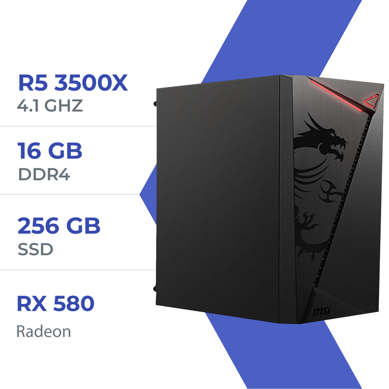 PC Gamer Techspace Ryzen 5 3500X/256GB SSD/16GB/RX 580