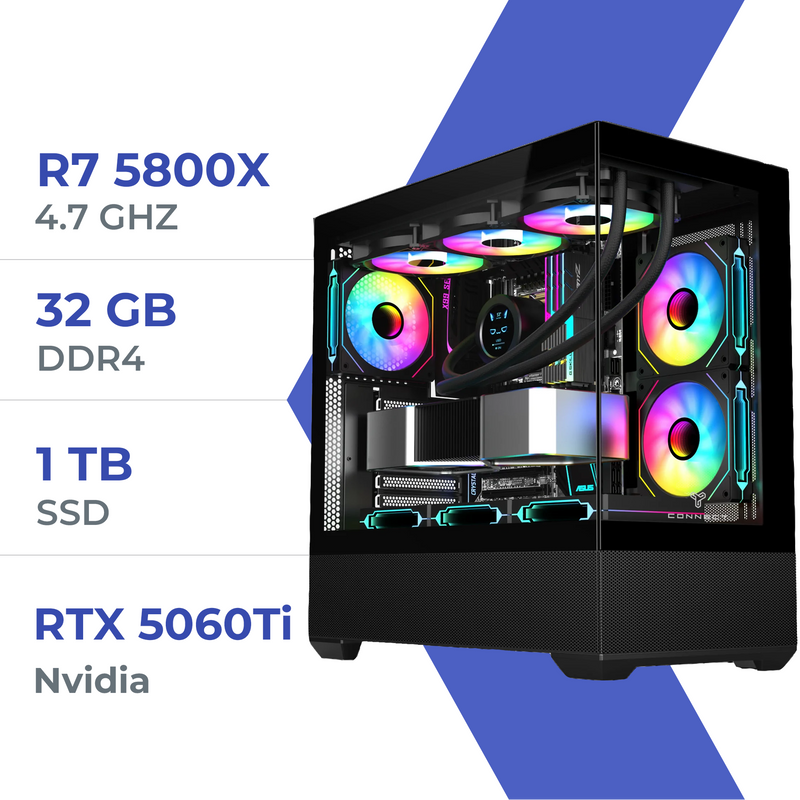 PC Gamer Techspace Ryzen 7 5800X/1TB SSD/32GB/RTX 5060Ti