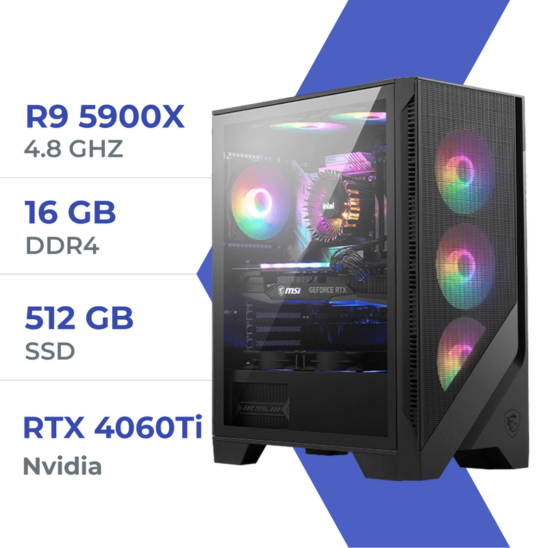 PC Gamer Techspace R9 5900X /512GB SSD/16GB/RTX 4060Ti