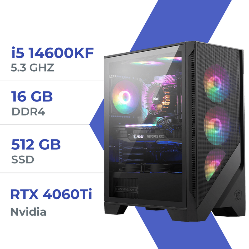 PC Gamer Techspace i5 14600KF/512GB SSD/16GB/RTX 4060Ti