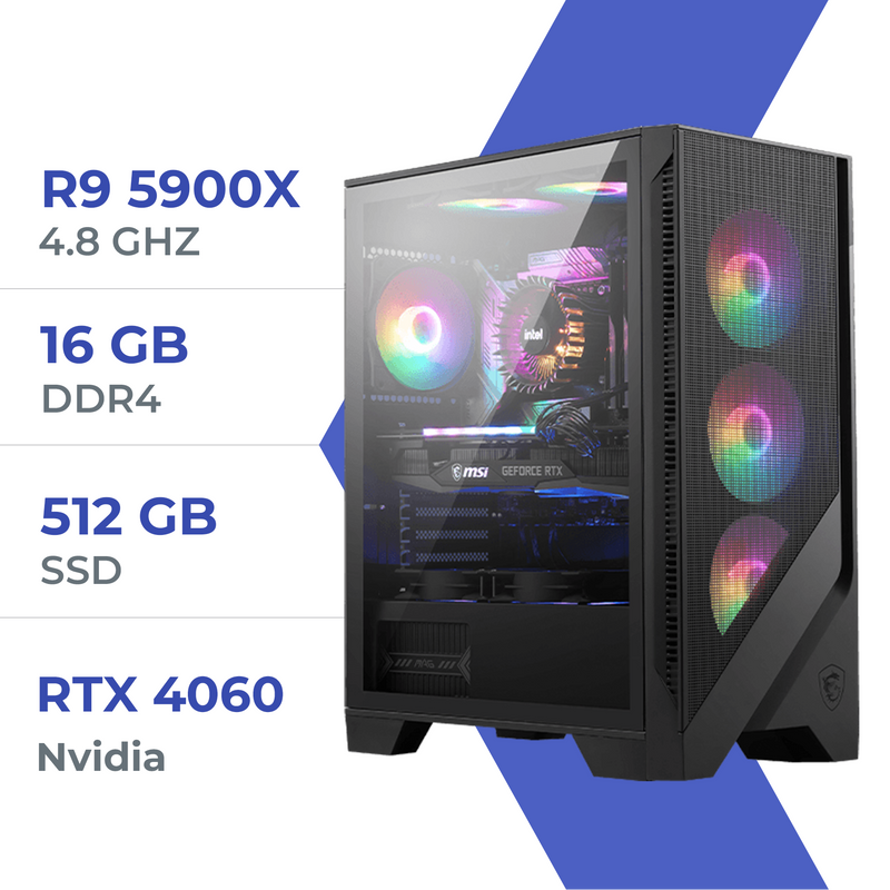 PC Gamer Techspace R9 5900X /500GB SSD/16GB/RTX 4060