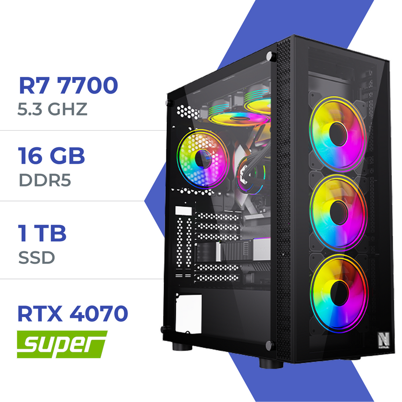 PC Gamer Techspace R7 7700/1TB SSD/16GB/RTX 4070 SUPER