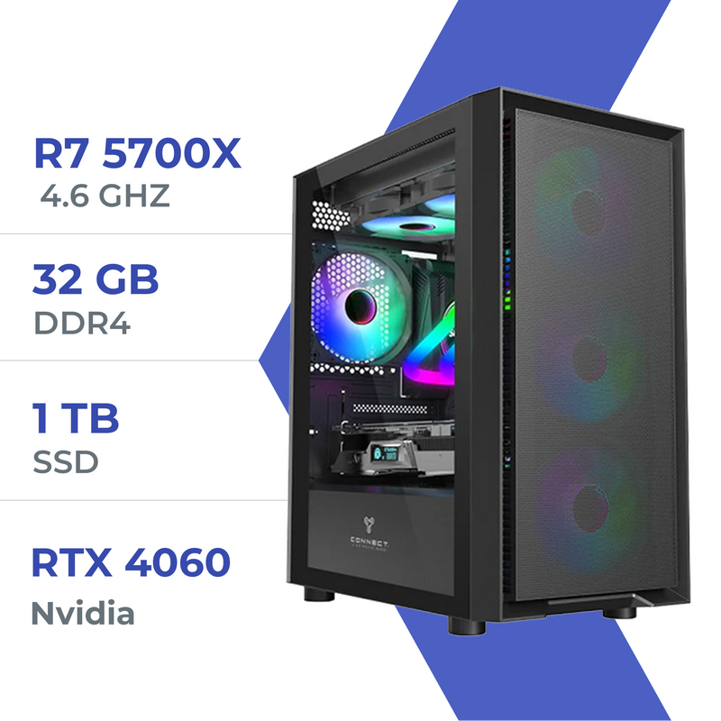 PC Gamer Techspace  R7 5700X/1TB SSD/32GB/RTX 4060