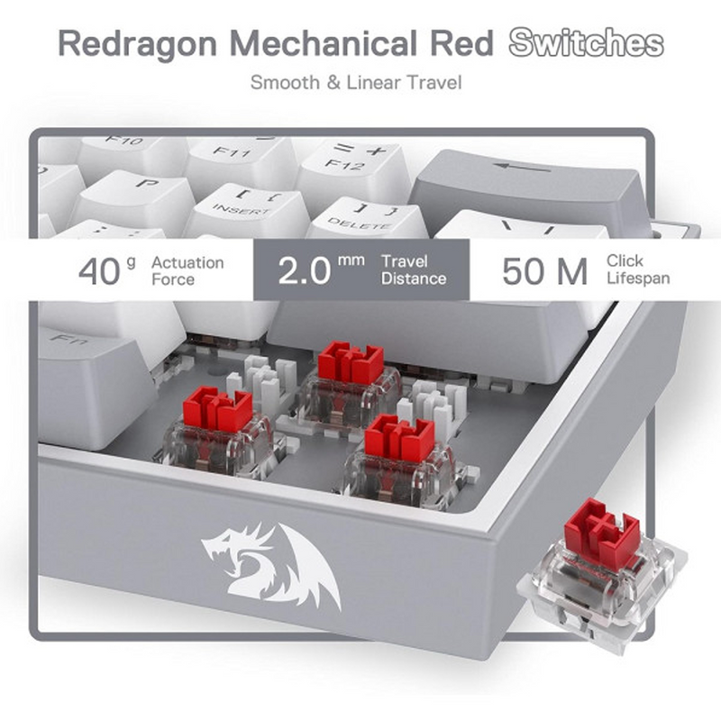 Redragon K617 Fizz 60% RGB Red Switches (Gray/White) Maroc Prix