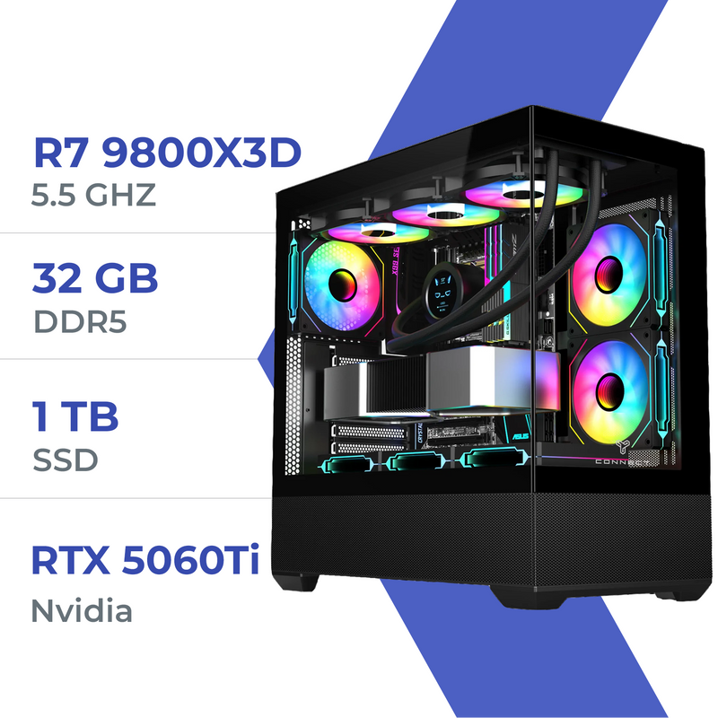 PC Gamer Techspace R7 9800X3D /1TB SSD/32GB/RTX 5060 Ti 8GB